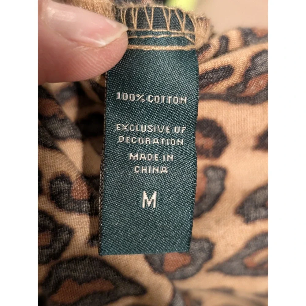 Lauren Ralph Lauren Womens Medium Leopard Print Monogram Pajama‎ Set